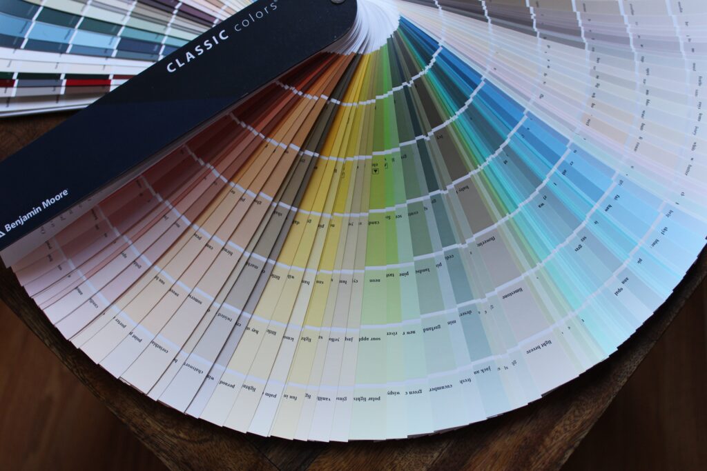 Paint swatches showing various paint colors.